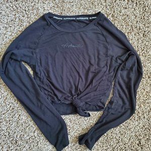 Alphalete Ultra Soft Long Sleeve Front Tie Crop Top